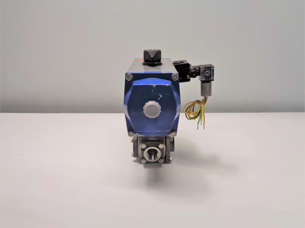PBM 1" NPT Actuated 3-Way Ball Valve, Stainless Steel, MPH-34-S2/P0C0H64D